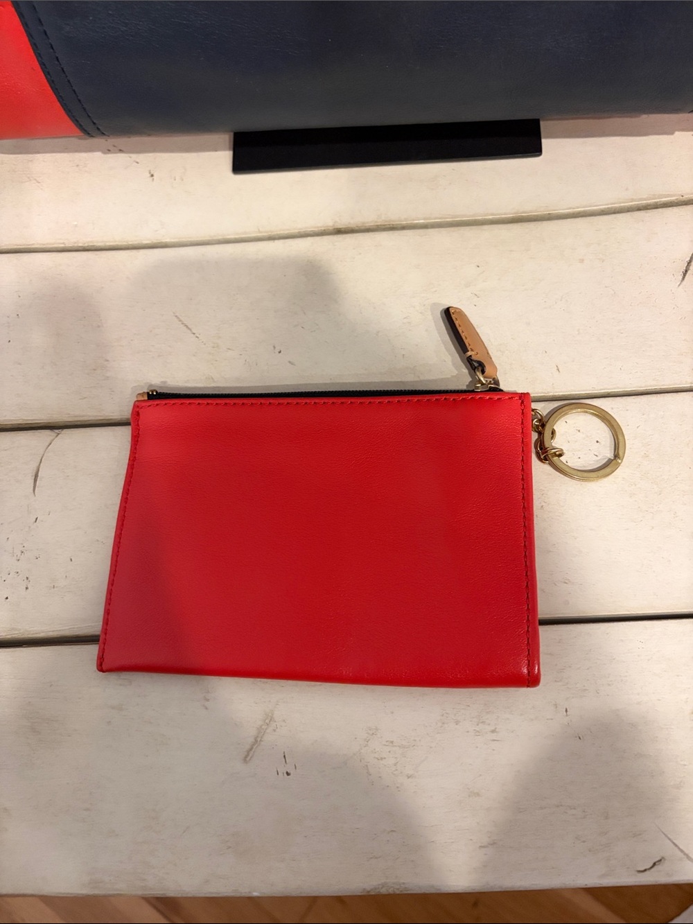 Coach Colorblock Leather Tote in Red, Navy & Tan with wallet - Picture 4 of 10